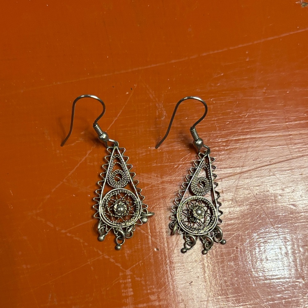 Intricate Silver Dangle Earrings